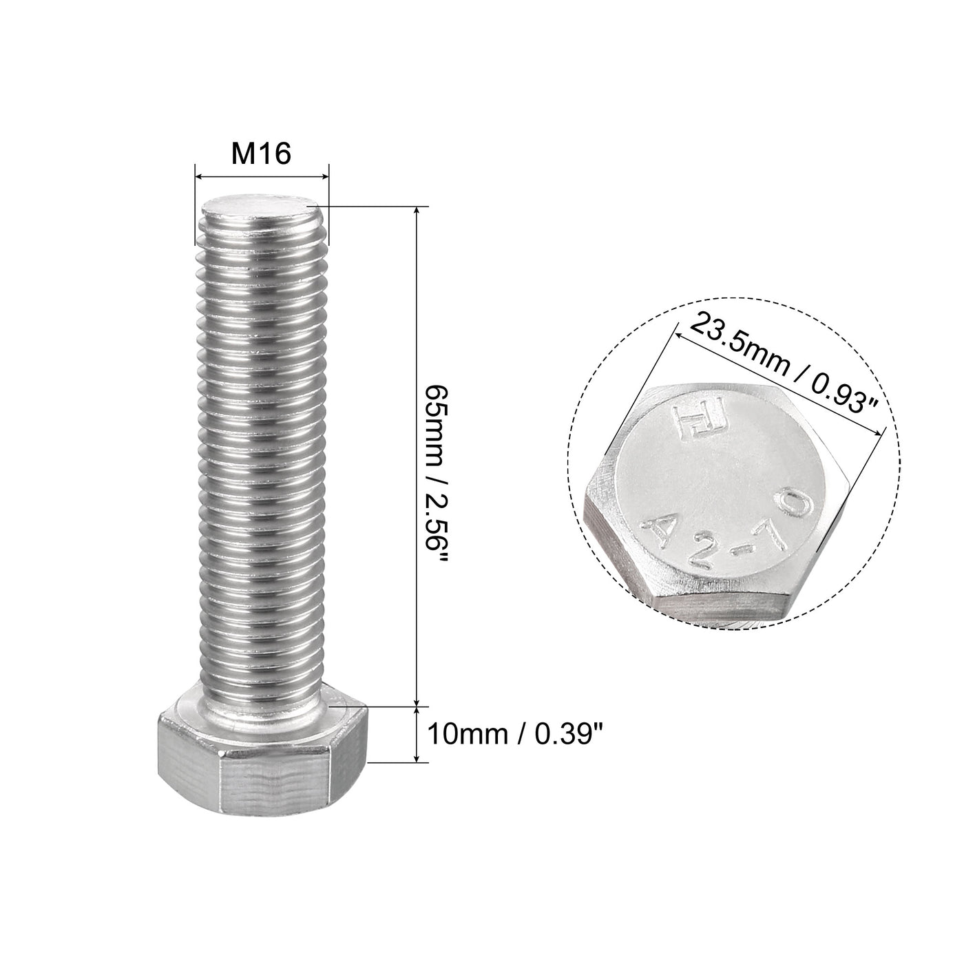 Harfington 2pcs 304 Stainless Steel Screw Bolts