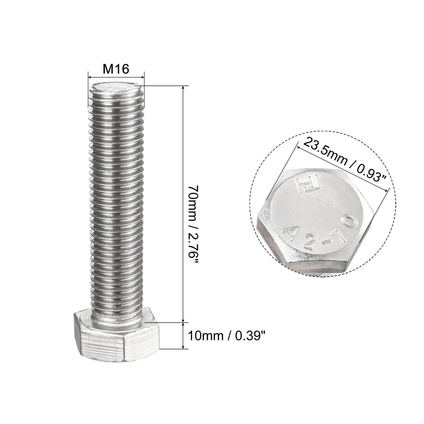 Harfington 2pcs 304 Stainless Steel Screw Bolts