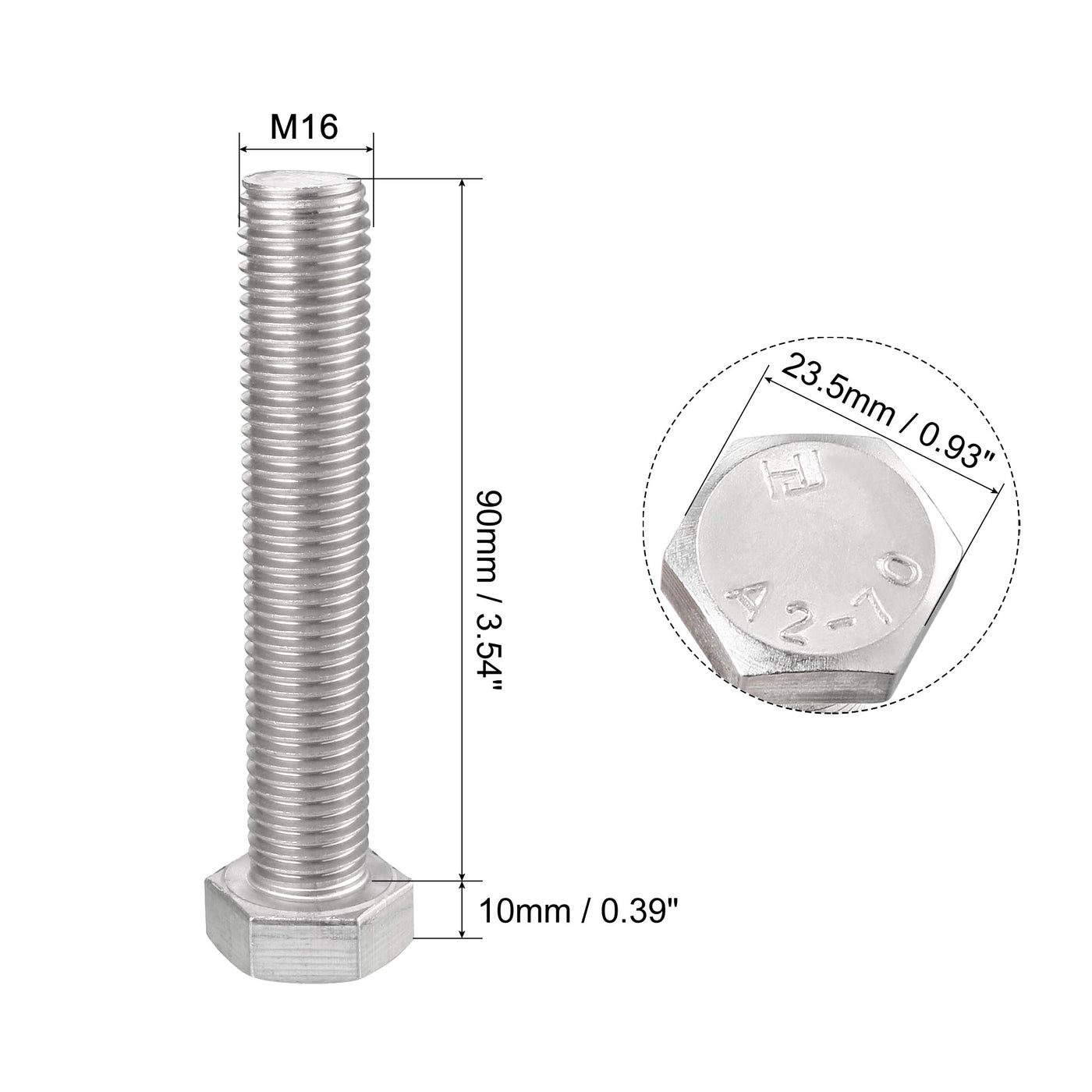 Harfington 4pcs Stainless Steel Hexagonal Head Screw Bolts