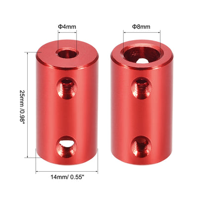 Harfington Rigid Coupling 25mm Length 14mm Diameter Aluminum Alloy Shaft Coupler Connector Red