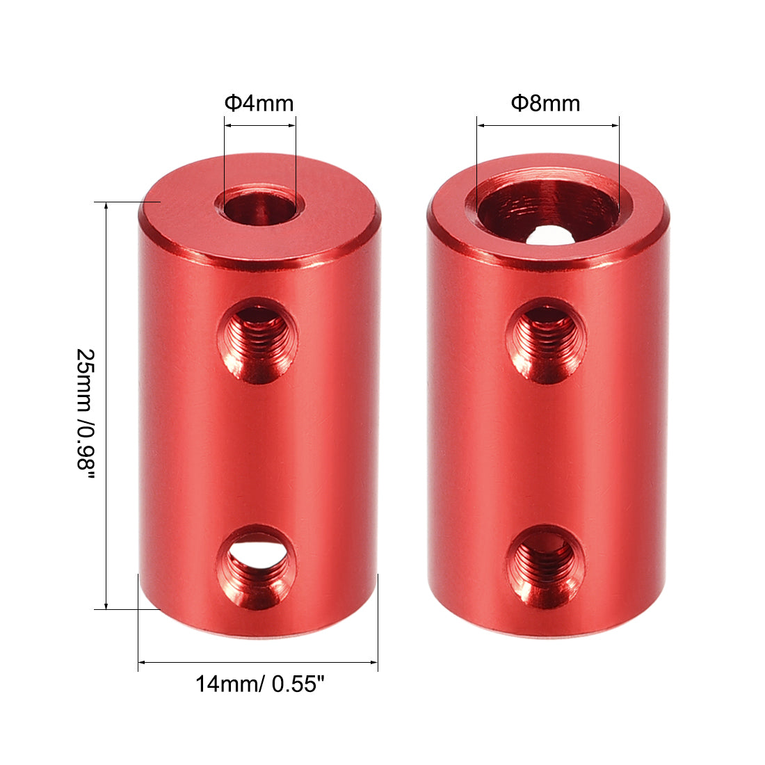 Harfington Rigid Coupling 25mm Length 14mm Diameter Aluminum Alloy Shaft Coupler Connector Red