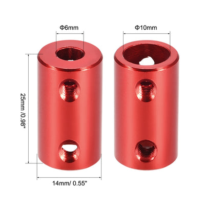 Harfington Rigid Coupling 25mm Length 14mm Diameter Aluminum Alloy Shaft Coupler Connector Red