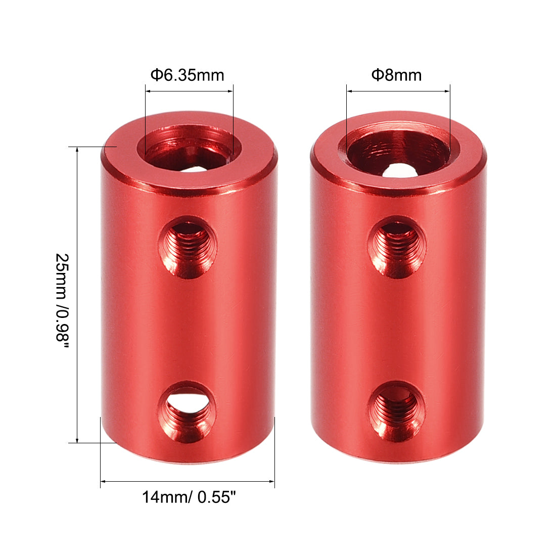 Harfington Rigid Coupling 25mm Length 14mm Diameter Aluminum Alloy Shaft Coupler Connector Red