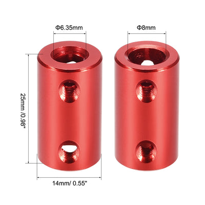 Harfington Rigid Coupling 25mm Length 14mm Diameter Aluminum Alloy Shaft Coupler Connector Red