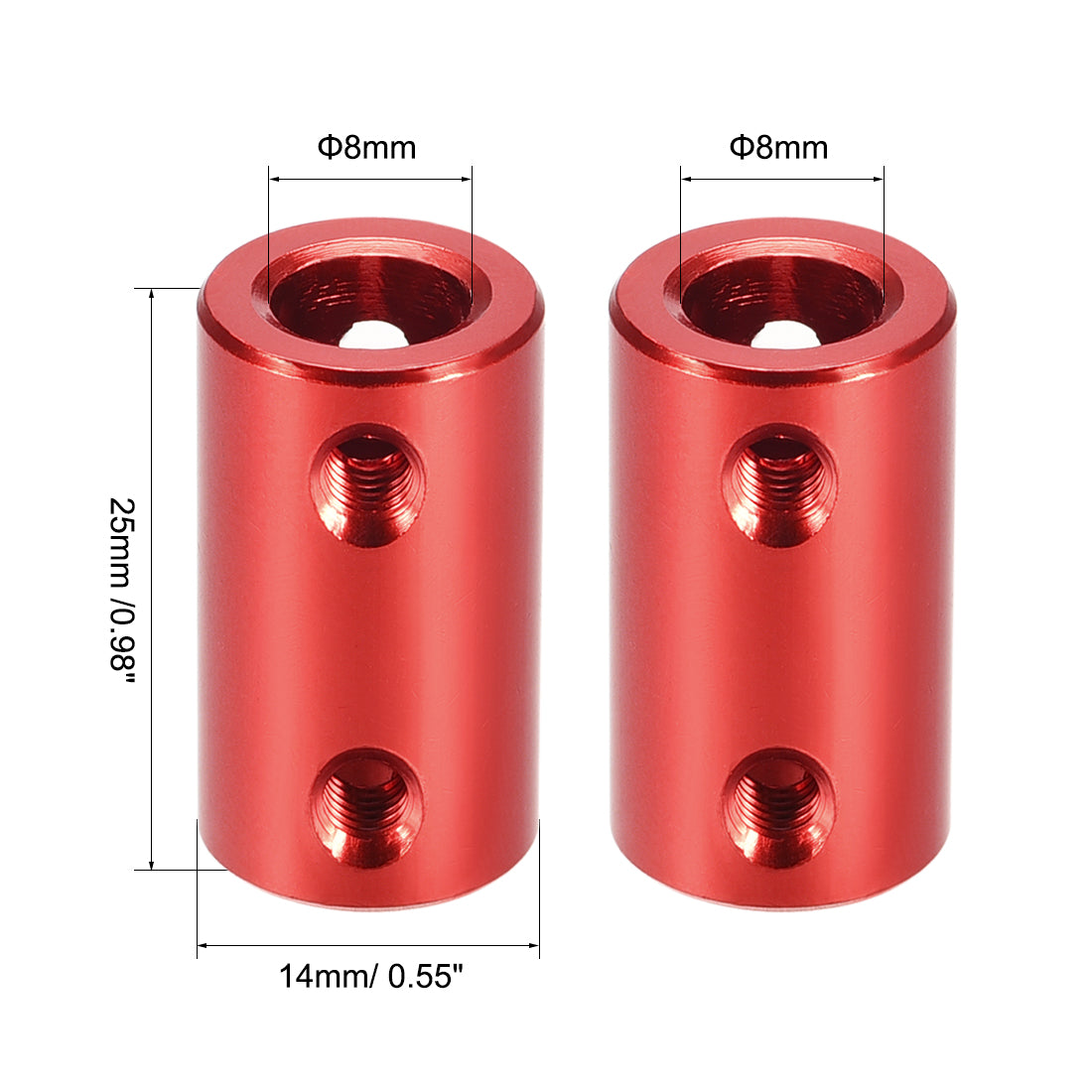 Harfington Rigid Coupling 25mm Length 14mm Diameter Aluminum Alloy Shaft Coupler Connector Red