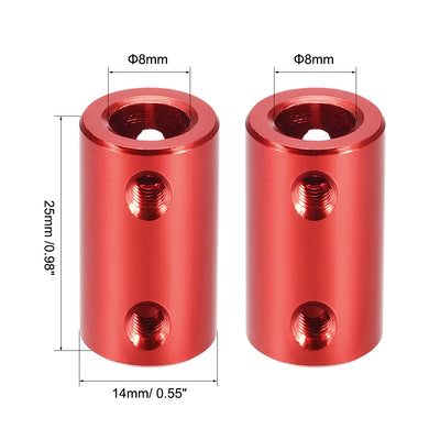 Harfington Rigid Coupling 25mm Length 14mm Diameter Aluminum Alloy Shaft Coupler Connector Red