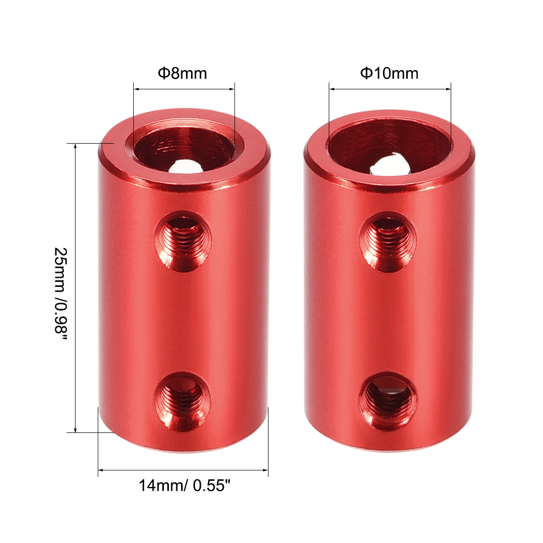 Harfington Rigid Coupling 25mm Length 14mm Diameter Aluminum Alloy Shaft Coupler Connector Red