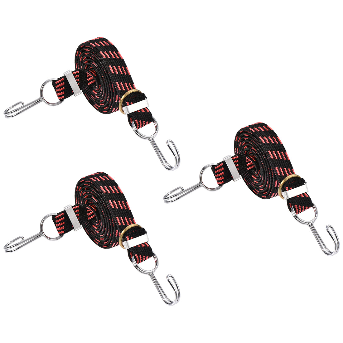 Harfington Flat Elastic Cord with Hook Meters Latex PP for Hand Carts Luggage Rack Cargo, 3 PCS