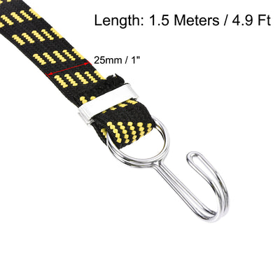 Harfington Flat Elastic Cord with Hook Latex PP for Hand Carts Luggage Rack Cargo, 2 PCS