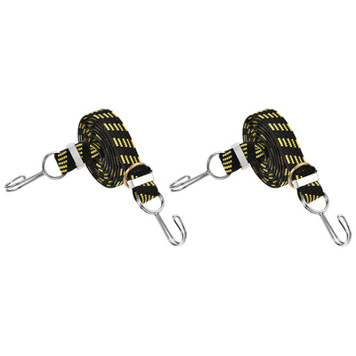 Harfington Flat Elastic Cord with Hook Latex PP for Hand Carts Luggage Rack Cargo, 2 PCS