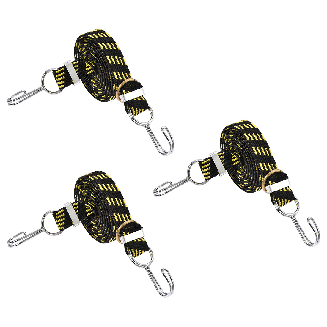 Harfington Flat Elastic Cord with Hook Meters Latex PP for Hand Carts Luggage Rack Cargo, 3 PCS