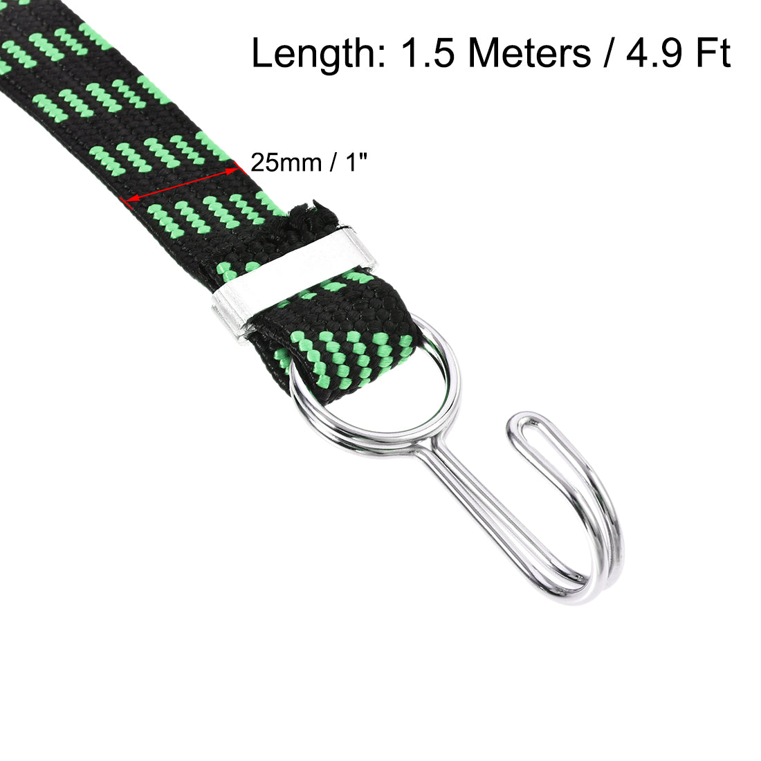 Harfington Flat Elastic Cord with Hook Meters Latex PP for Hand Carts Luggage Rack Cargo, 3 PCS