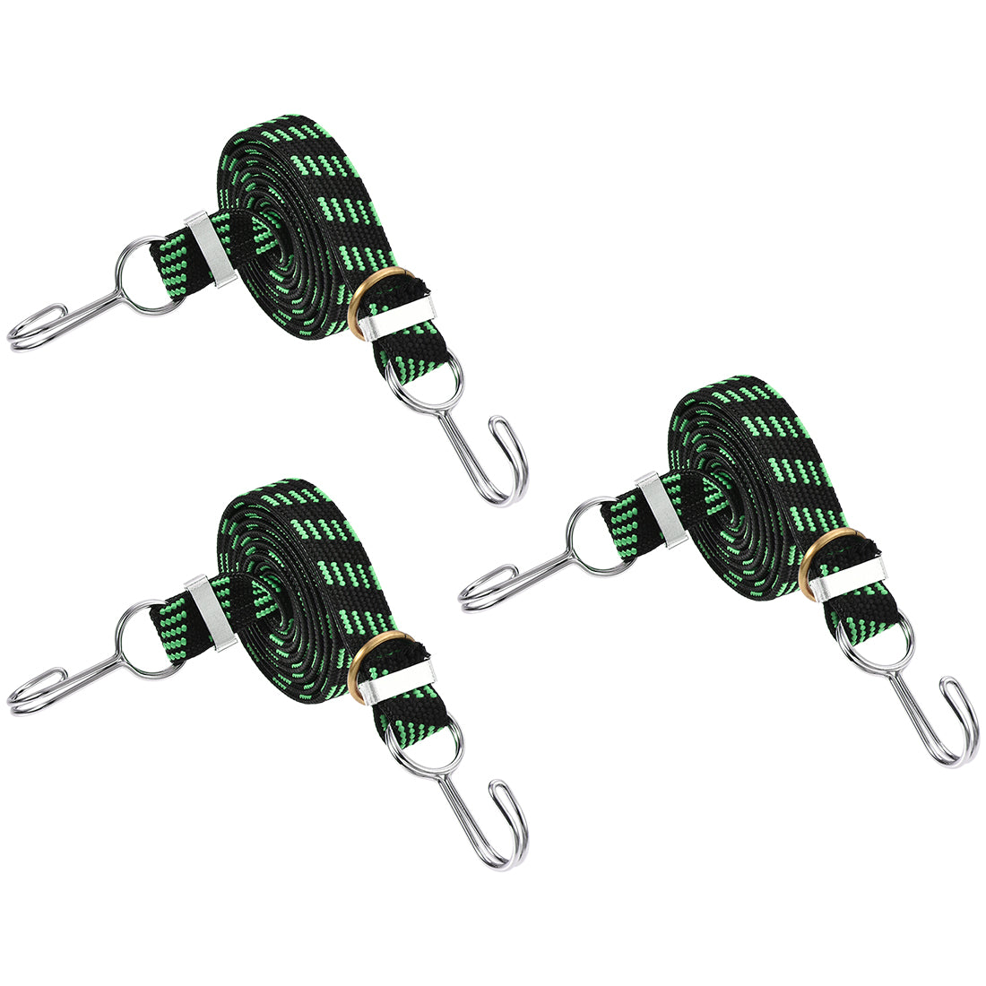 Harfington Flat Elastic Cord with Hook Meters Latex PP for Hand Carts Luggage Rack Cargo, 3 PCS
