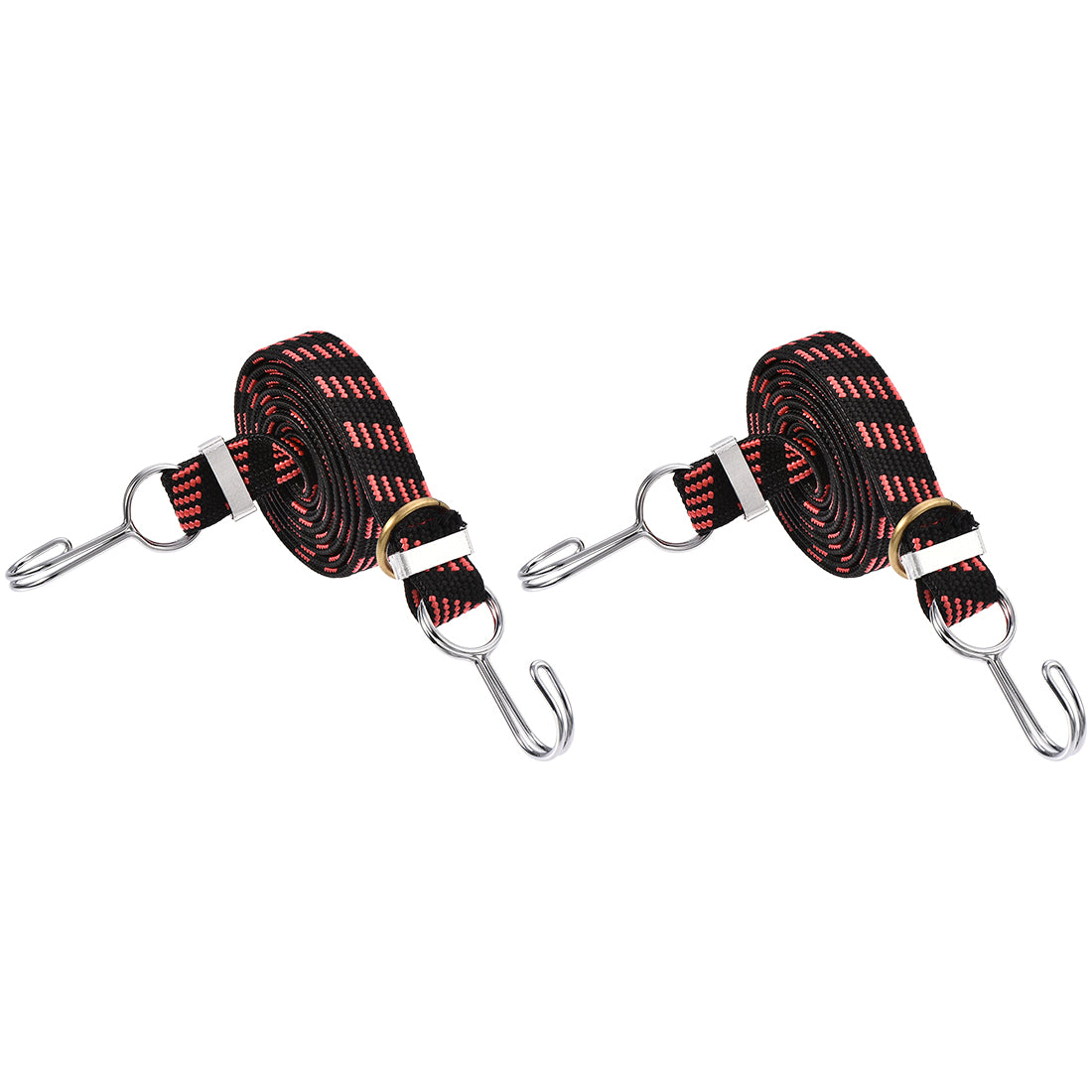 Harfington Flat Elastic Cord with Hook Latex PP for Hand Carts Luggage Rack Cargo, 2 PCS