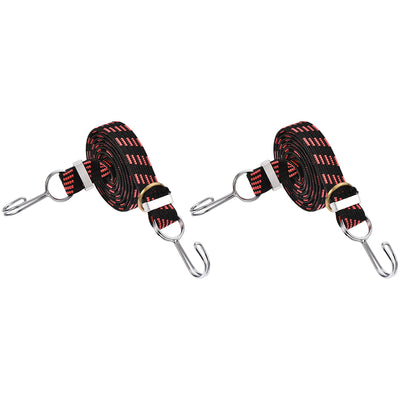 Harfington Flat Elastic Cord with Hook Latex PP for Hand Carts Luggage Rack Cargo, 2 PCS