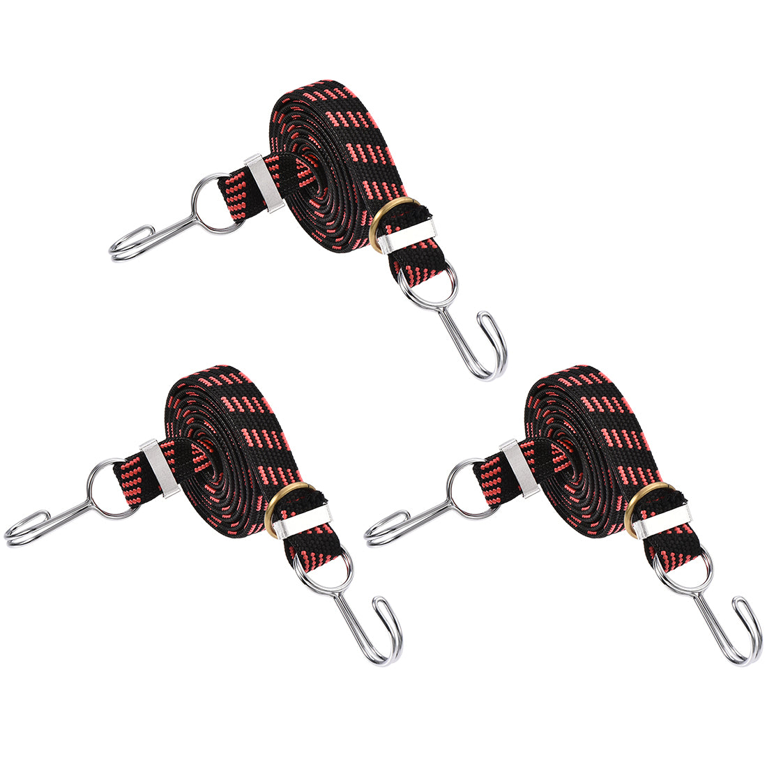 Harfington Flat Elastic Cord with Hook Meters Latex PP for Hand Carts Luggage Rack Cargo, 3 PCS