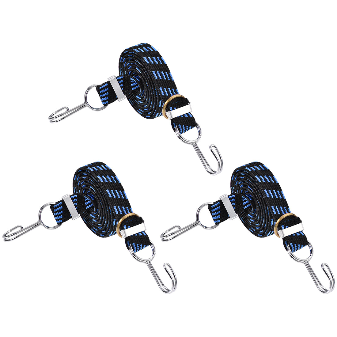 Harfington Flat Elastic Cord with Hook Meters Latex PP for Hand Carts Luggage Rack Cargo, 3 PCS