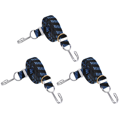 Harfington Flat Elastic Cord with Hook Meters Latex PP for Hand Carts Luggage Rack Cargo, 3 PCS