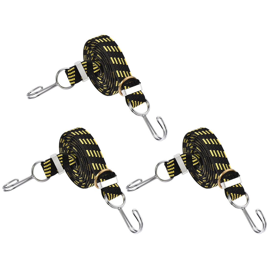 Harfington Flat Elastic Cord with Hook Meters Latex PP for Hand Carts Luggage Rack Cargo, 3 PCS