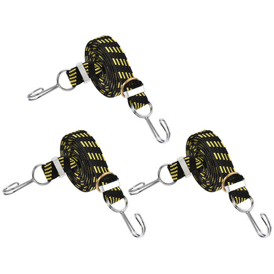 Harfington Flat Elastic Cord with Hook Meters Latex PP for Hand Carts Luggage Rack Cargo, 3 PCS
