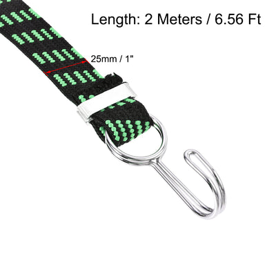 Harfington Flat Elastic Cord with Hook Meters Latex PP for Hand Carts Luggage Rack Cargo, 3 PCS