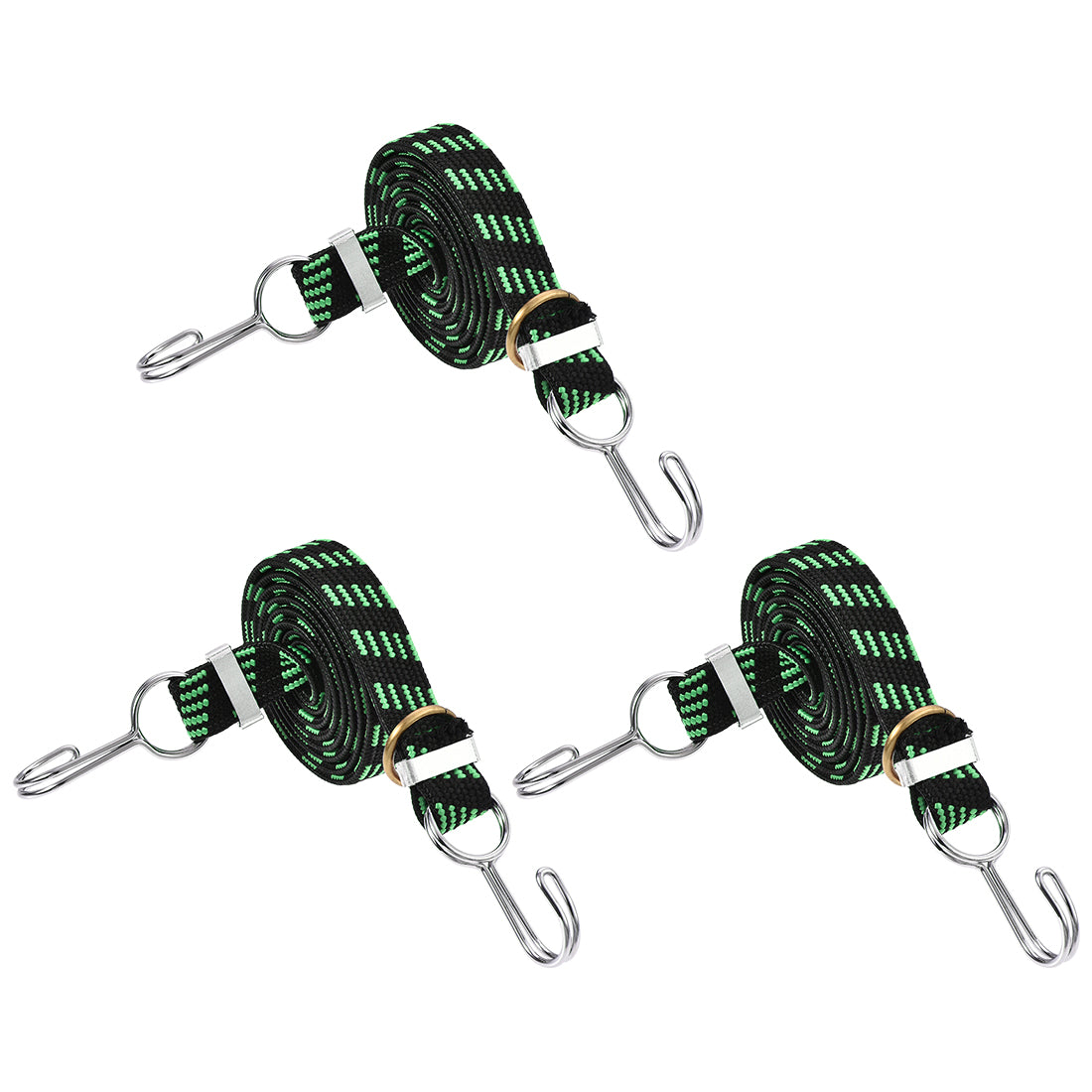 Harfington Flat Elastic Cord with Hook Meters Latex PP for Hand Carts Luggage Rack Cargo, 3 PCS