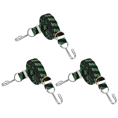 Harfington Flat Elastic Cord with Hook Meters Latex PP for Hand Carts Luggage Rack Cargo, 3 PCS
