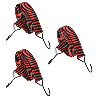 Harfington Flat Elastic Cord with Hook 3 Meters x 30mm Latex PP for Hand Carts Luggage Rack Cargo, 3 PCS