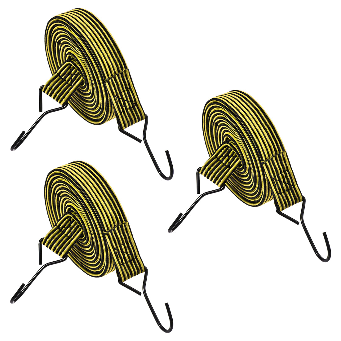 Harfington Flat Elastic Cord with Hook 3 Meters x 30mm Latex PP for Hand Carts Luggage Rack Cargo, 3 PCS