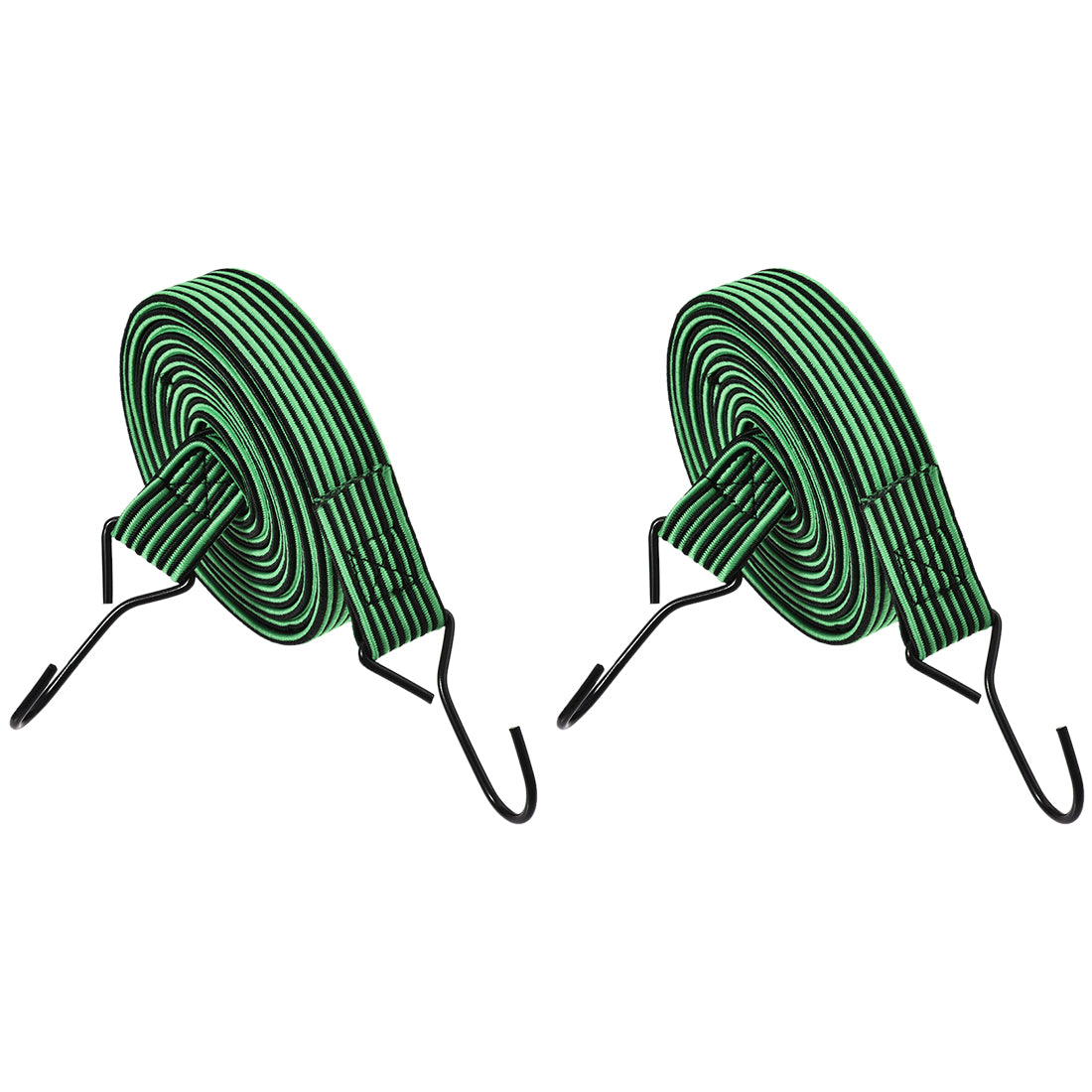 Harfington Flat Elastic Cord with Hook 3 Meters x mm Latex PP for Hand Carts Luggage Rack Cargo, 2 PCS