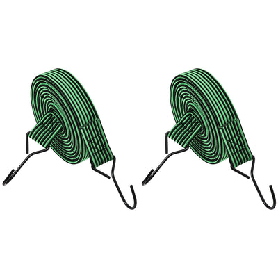 Harfington Flat Elastic Cord with Hook 3 Meters x mm Latex PP for Hand Carts Luggage Rack Cargo, 2 PCS