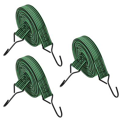 Harfington Flat Elastic Cord with Hook 3 Meters x 30mm Latex PP for Hand Carts Luggage Rack Cargo, 3 PCS