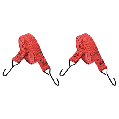 Harfington Flat Elastic Cord with Hook 3 Meters x 30mm Latex PP for Hand Carts Luggage Rack Cargo, 2 PCS