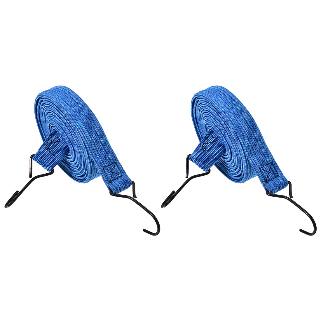 Harfington Flat Elastic Cord with Hook 3 Meters x 30mm Latex PP for Hand Carts Luggage Rack Cargo, 2 PCS