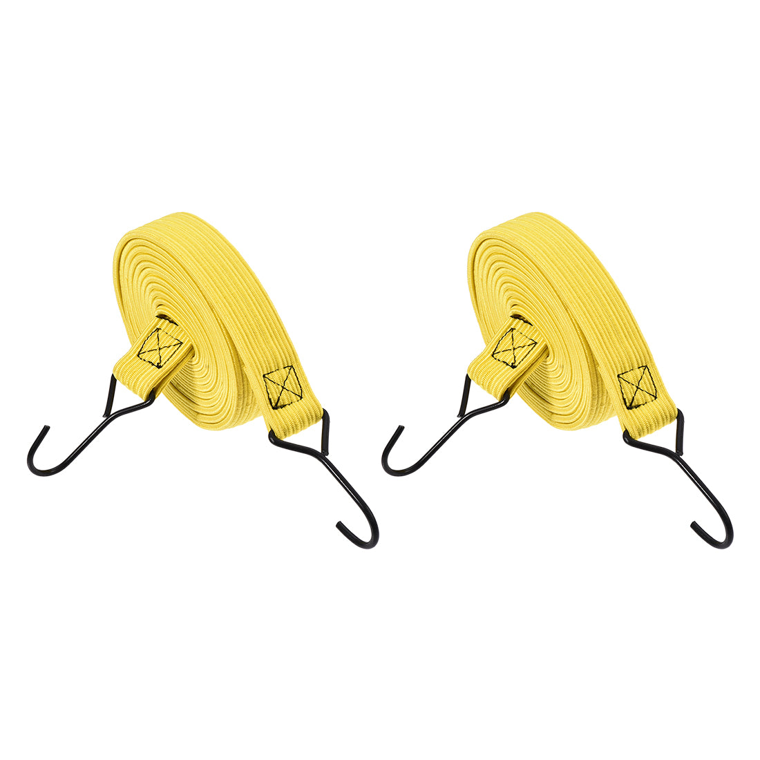 Harfington Flat Elastic Cord with Hook 3 Meters x 30mm Latex PP for Hand Carts Luggage Rack Cargo, 2 PCS