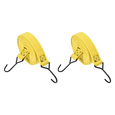 Harfington Flat Elastic Cord with Hook 3 Meters x 30mm Latex PP for Hand Carts Luggage Rack Cargo, 2 PCS