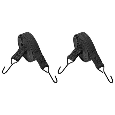 Harfington Flat Elastic Cord with Hook 3 Meters x 30mm Latex PP for Hand Carts Luggage Rack Cargo, 2 PCS