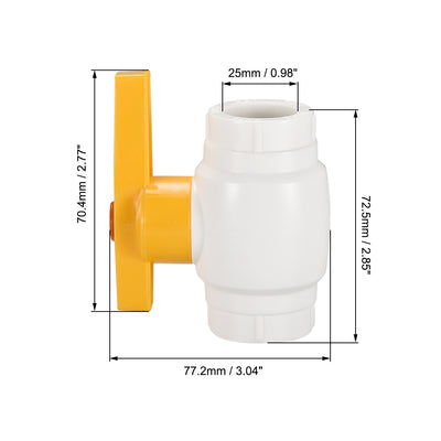 Harfington Ball Valve, Diameter, Socket Type, for Control Water Flow, PPR White Yellow 2Pcs