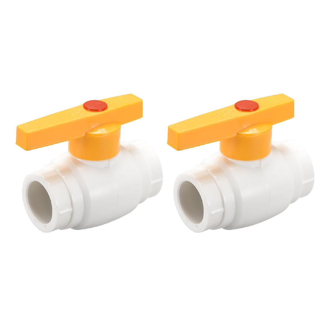 Harfington Ball Valve, Diameter, Socket Type, for Control Water Flow, PPR White Yellow 2Pcs