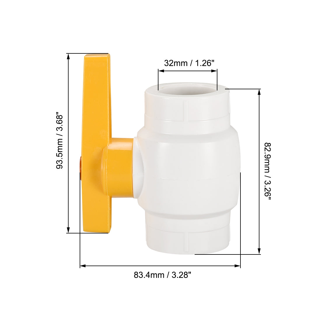 Harfington Ball Valve, Diameter, Socket Type, for Control Water Flow, PPR White Yellow 2Pcs