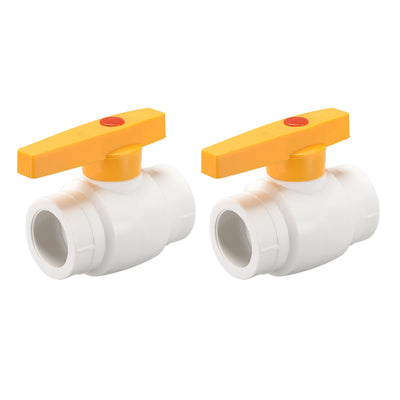 Harfington Ball Valve, Diameter, Socket Type, for Control Water Flow, PPR White Yellow 2Pcs