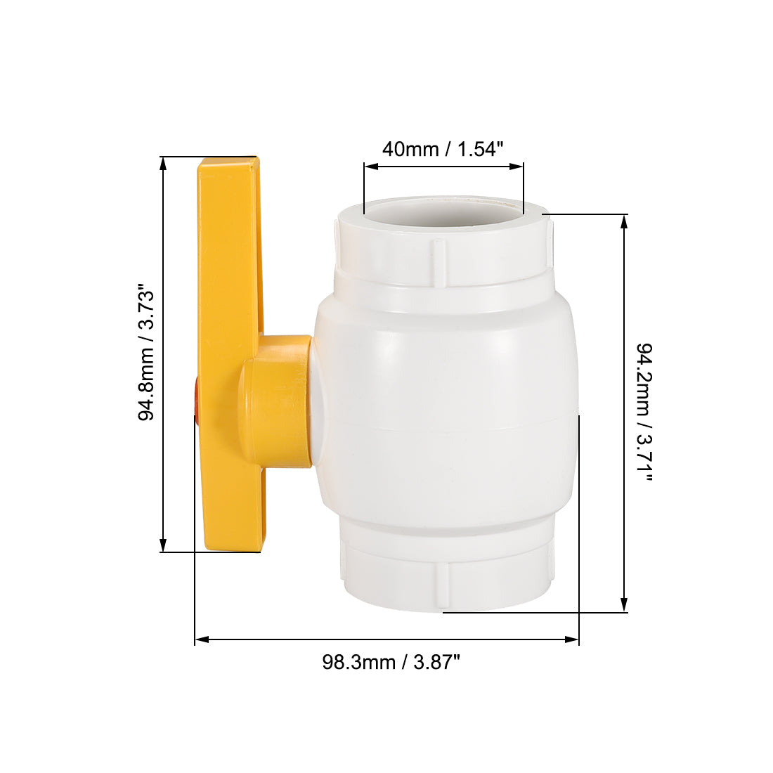 Harfington Ball Valve, Diameter, Socket Type, for Control Water Flow, PPR White Yellow 2Pcs