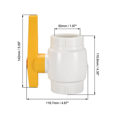 Harfington Ball Valve, Diameter, Socket Type, for Control Water Flow, PPR White Yellow 2Pcs