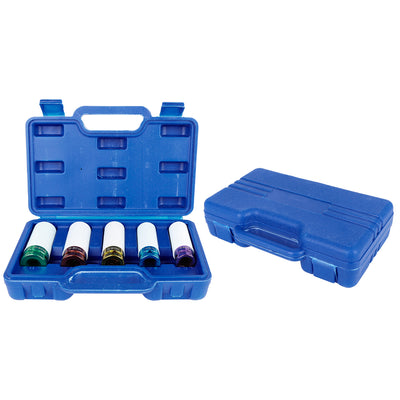 Harfington 5pcs 1/2'' Drive Impact Lug Nut Socket Set Wheel Sleeve Protection 15 17 19 21 22mm