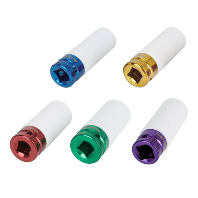 Harfington 5pcs 1/2'' Drive Impact Lug Nut Socket Set Wheel Sleeve Protection 15 17 19 21 22mm