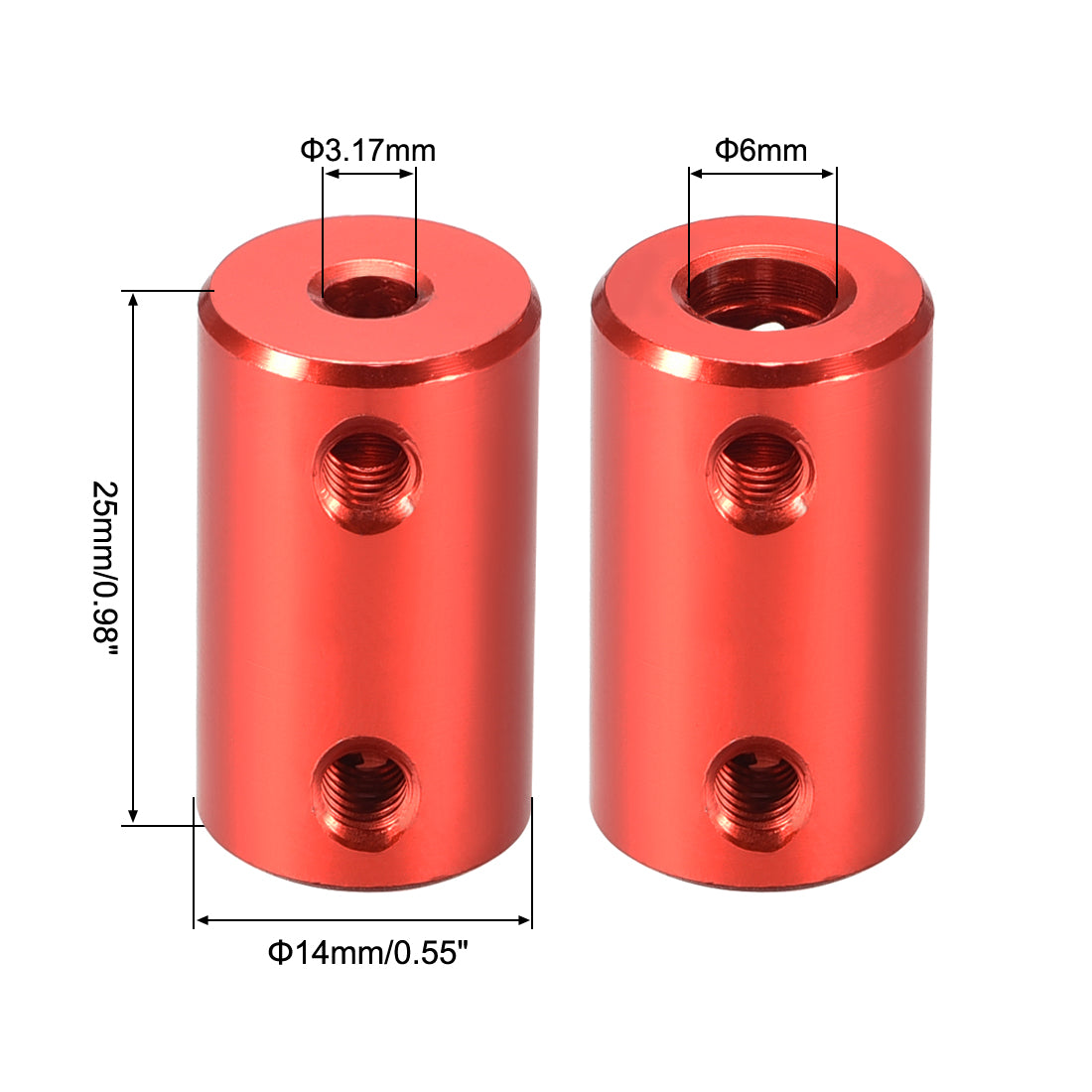 Harfington Rigid Coupling 25mm Length 14mm Diameter Aluminum Alloy Shaft Coupler Connector Red