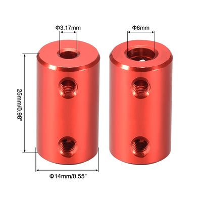Harfington Rigid Coupling 25mm Length 14mm Diameter Aluminum Alloy Shaft Coupler Connector Red