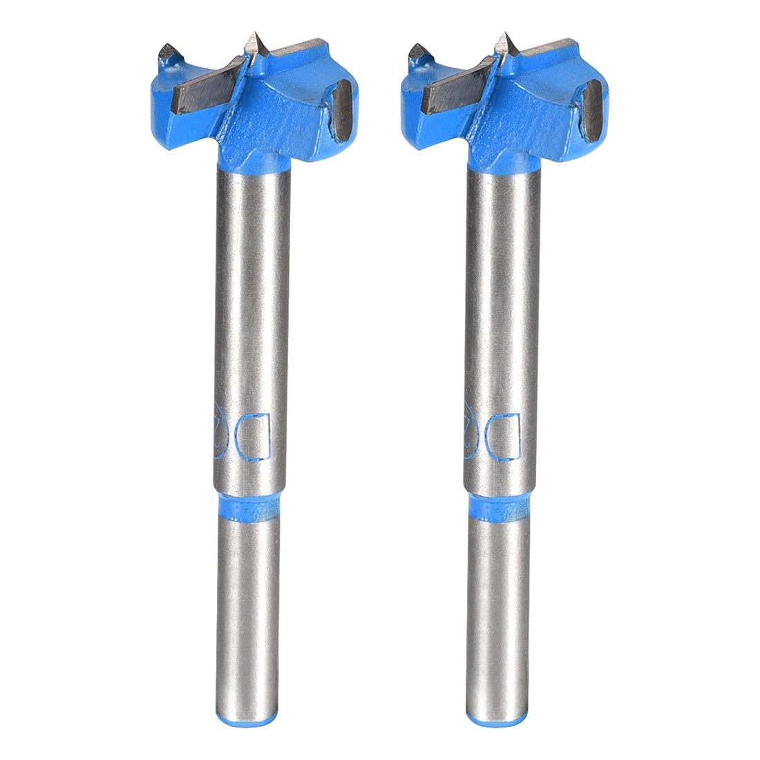 Harfington Forstner Wood Boring Drill Bit 24mm Dia. Hole Saw Carbide Alloy Tip Steel Round Shank Cutting for Woodworking Blue 2Pcs