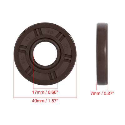 Harfington 17mm x 40mm x 7mm Fluorine Rubber Double Lip TC Oil Shaft Seal Brown for Car