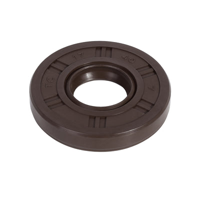 Harfington 17mm x 40mm x 7mm Fluorine Rubber Double Lip TC Oil Shaft Seal Brown for Car